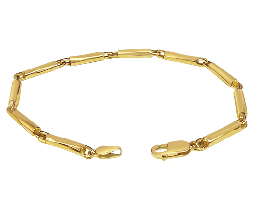 Cylinder Tube Solid Gold Handmade Bracelet , 4mm, 6.5-10 Inch