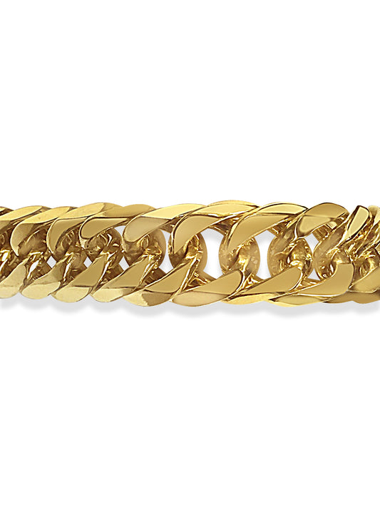 Curb Solid Gold Handmade Bracelet , 16mm, 6.5-10 Inch
