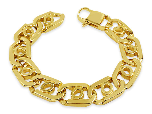 Bullet Tiger Eye Solid Gold Handmade Bracelet , 16mm, 6.5-10 Inch