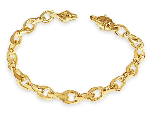 Anchor Mariner Solid Gold Handmade Bracelet , 7mm, 6.5-10 Inch