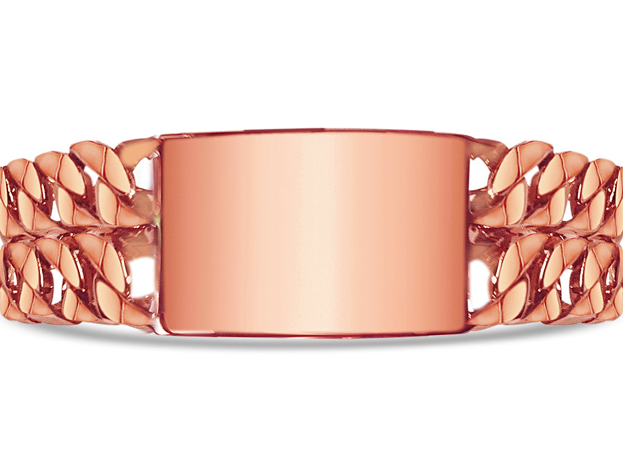 ID Curb Solid Gold Handmade Bracelet , 27mm, 6.5-10 Inch