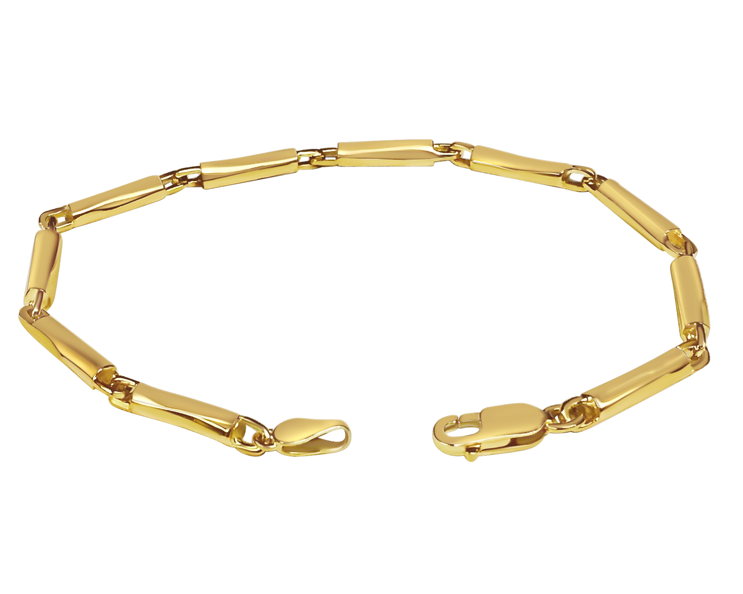 Cylinder Tube Solid Gold Handmade Bracelet , 4mm, 6.5-10 Inch