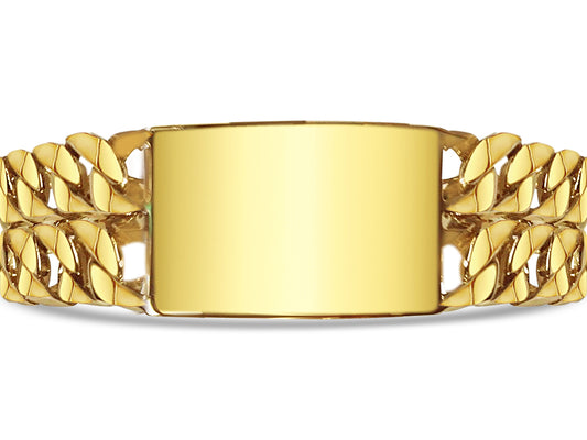 ID Curb Solid Gold Handmade Bracelet , 27mm, 6.5-10 Inch