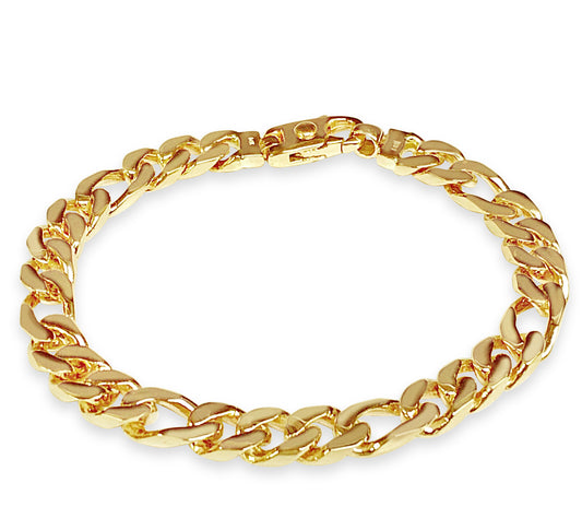 Figaro Solid Gold Handmade Bracelet , 8mm, 6.5-10 Inch