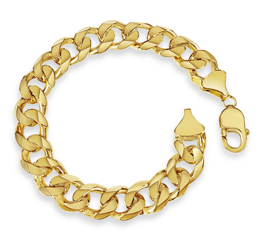 Curb Solid Gold Handmade Bracelet , 13mm, 6.5-10 Inch