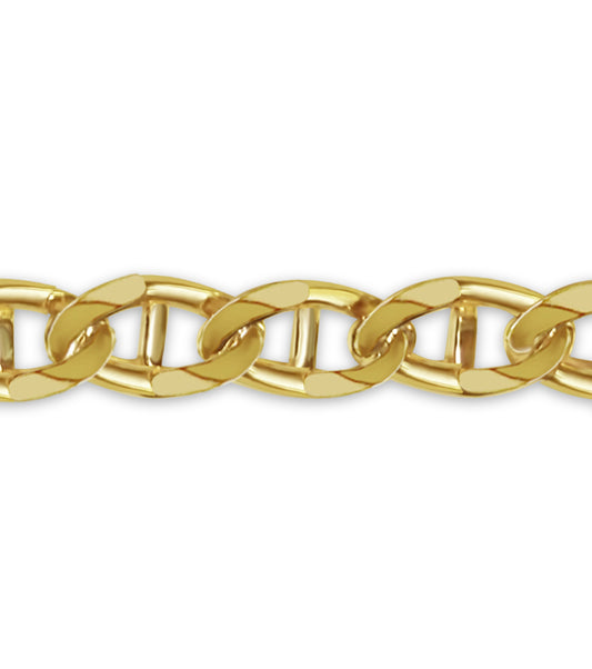 Mariner Solid Gold Handmade Bracelet , 15mm, 6.5-10 Inch