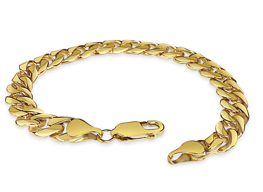 Curb Solid Gold Handmade Bracelet , 9mm, 6.5-10 Inch