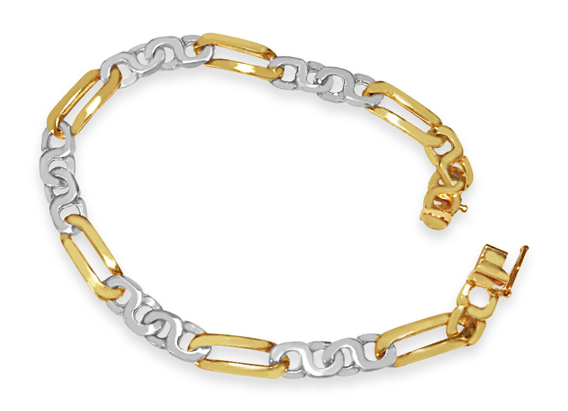 Figaro Infinity Solid Gold Handmade Bracelet , 4mm, 6.5-10 Inch