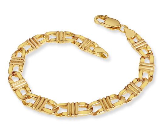 Flat Solid Gold Handmade Bracelet , 7mm, 6.5-10 Inch