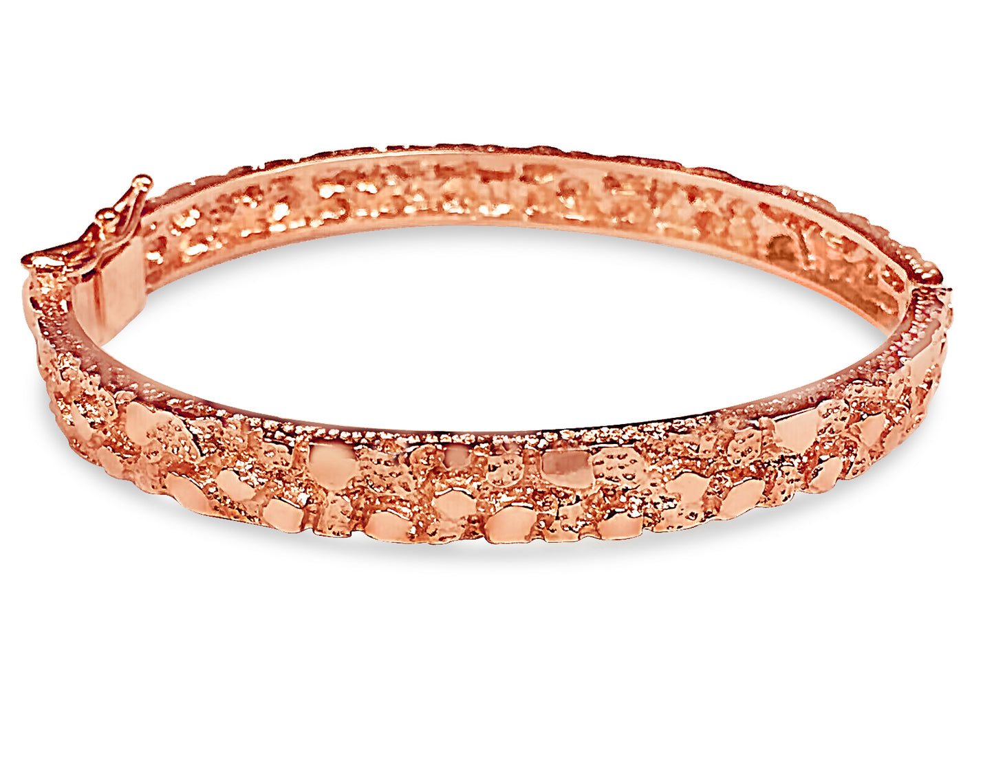 Nugget Bangle Solid Gold Handmade Bracelet , 7mm, 6.5-10 Inch