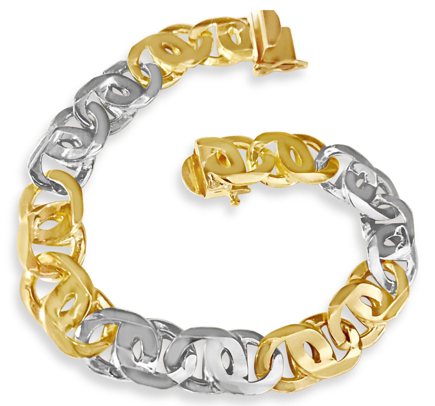 Tiger Eye Solid Gold Handmade Bracelet , 11mm, 6.5-10 Inch