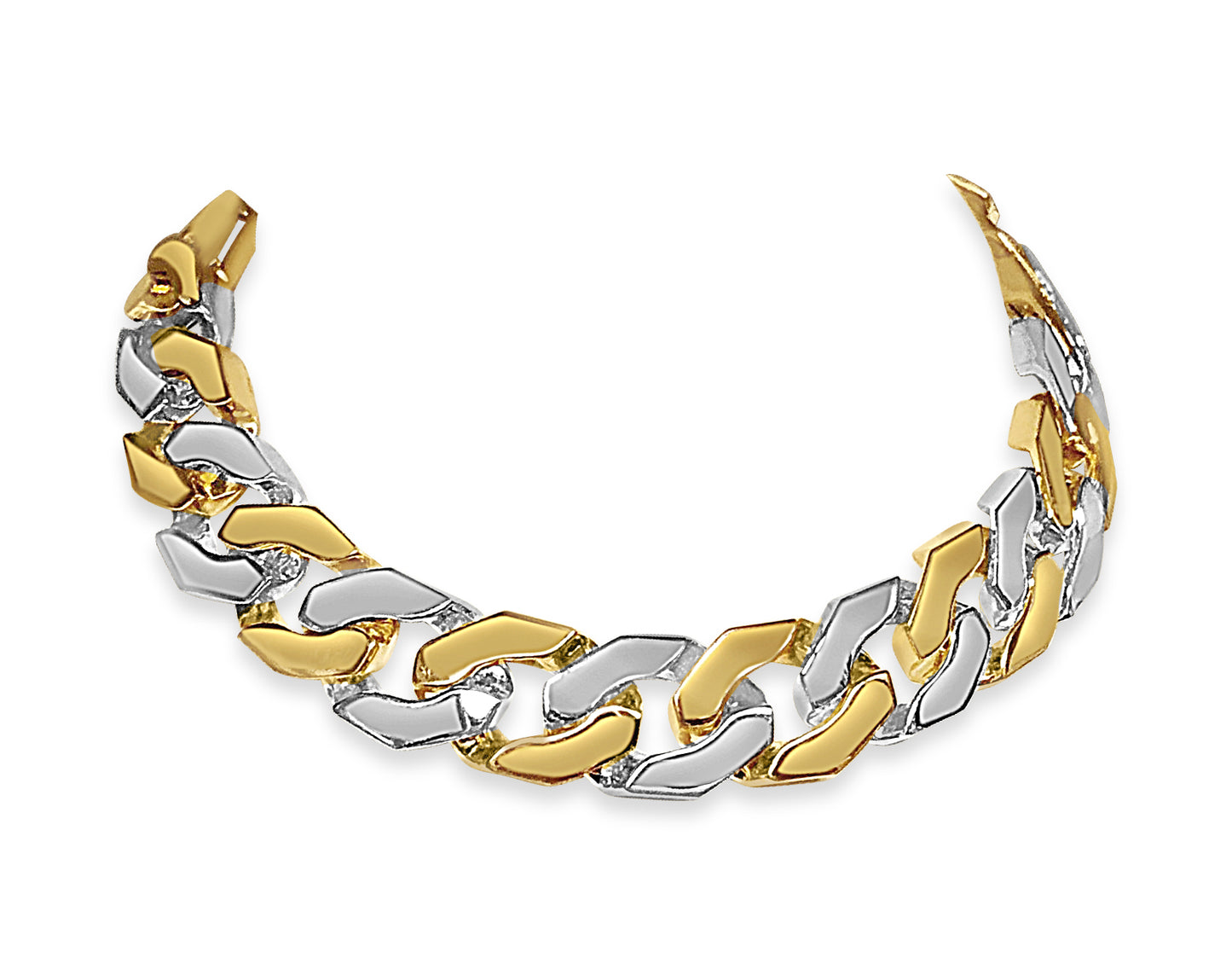 Curb Solid Gold Handmade Bracelet , 15mm, 6.5-10 Inch