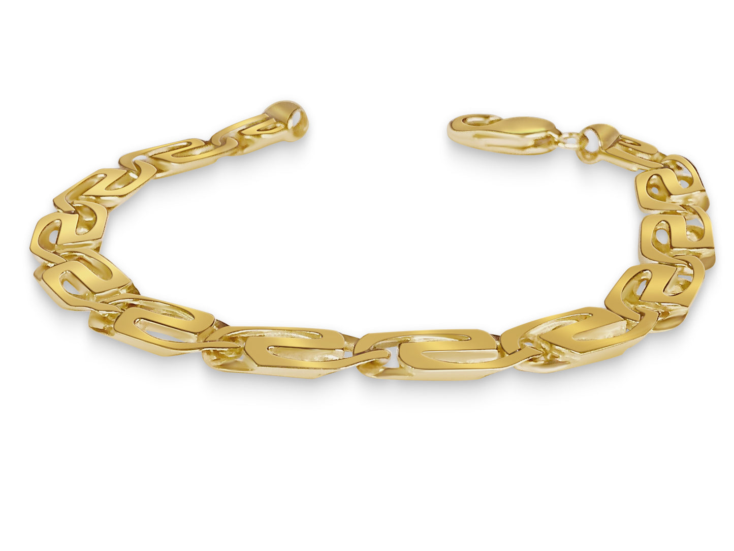 Tiger Eye Solid Gold Handmade Bracelet , 9mm, 6.5-10 Inch