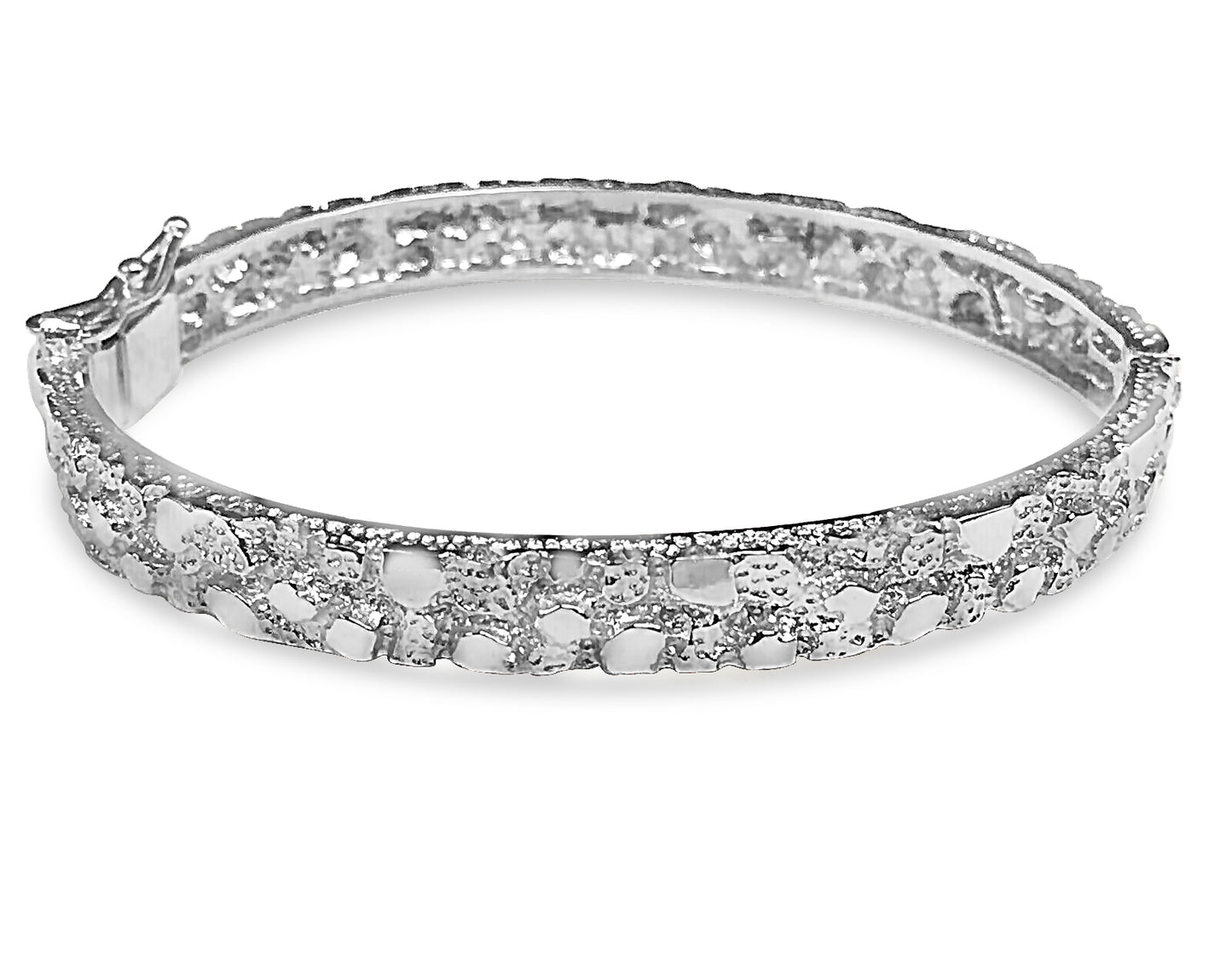 Nugget Bangle Solid Gold Handmade Bracelet , 7mm, 6.5-10 Inch