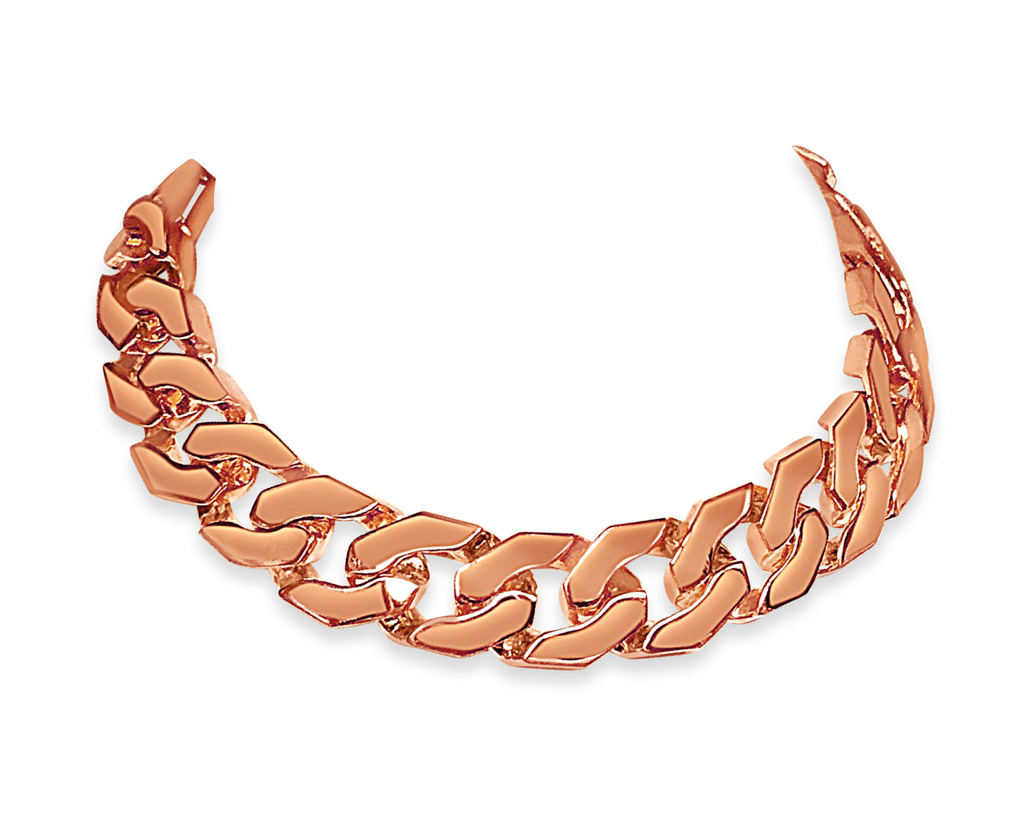 Curb Solid Gold Handmade Bracelet , 15mm, 6.5-10 Inch