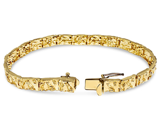 Nugget Solid Gold Handmade Bracelet , 6mm, 6.5-10 Inch