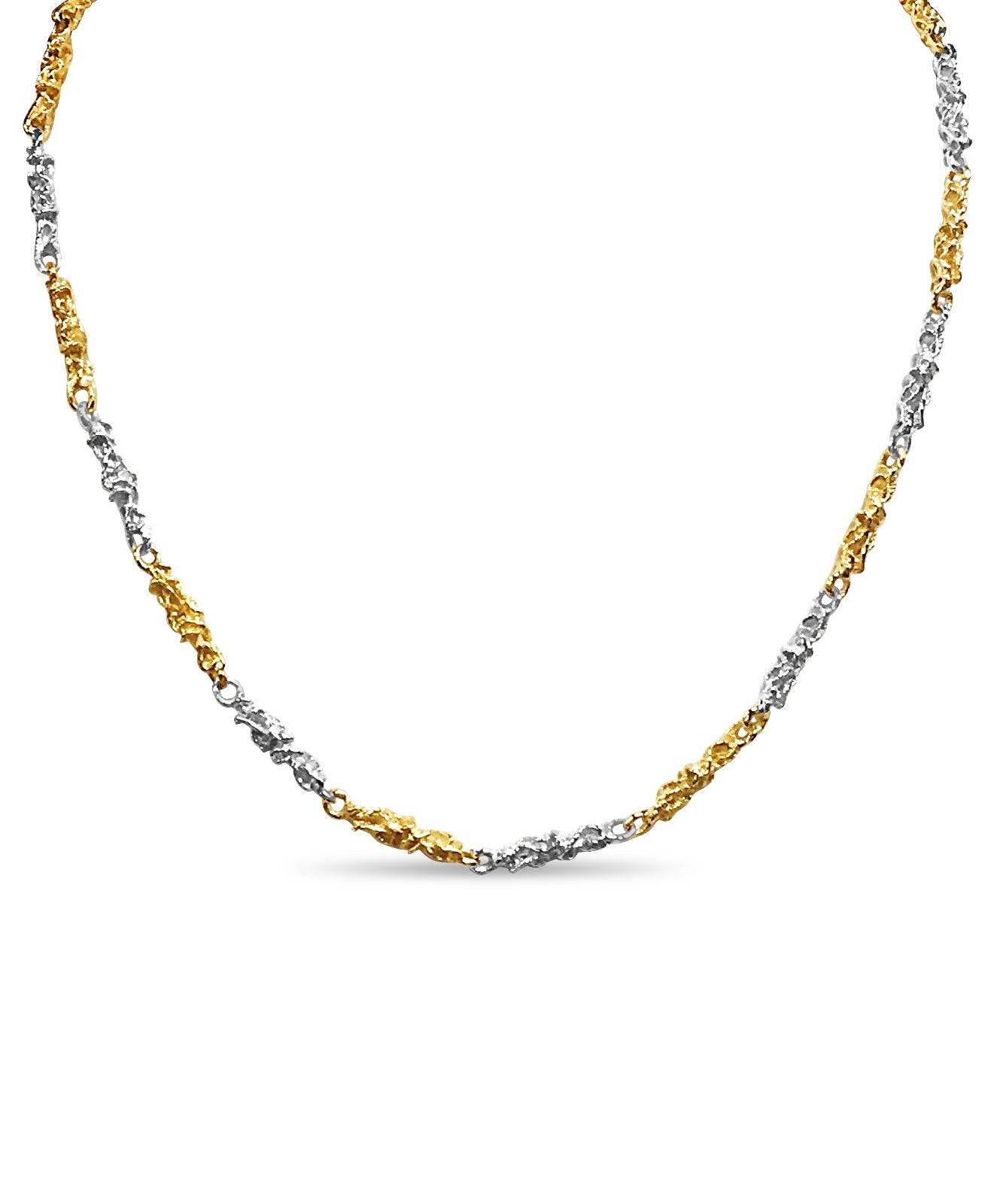 Nugget Solid Gold Handmade Necklace , 5mm, 16-30 Inch