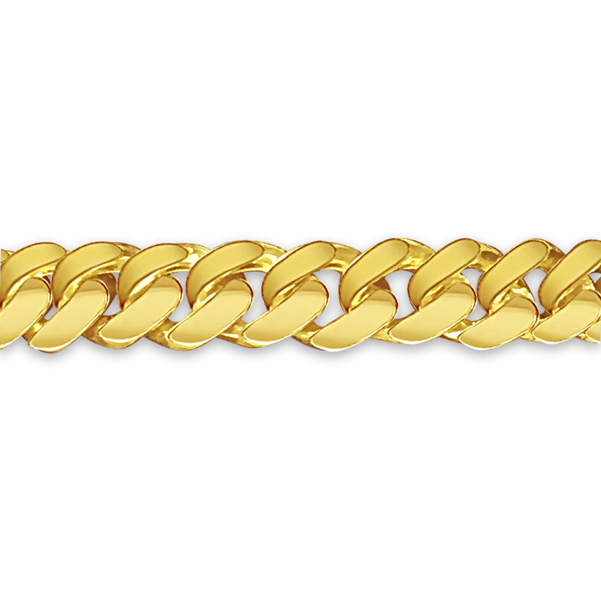Curb Solid Gold Handmade Bracelet , 7mm, 6.5-10 Inch