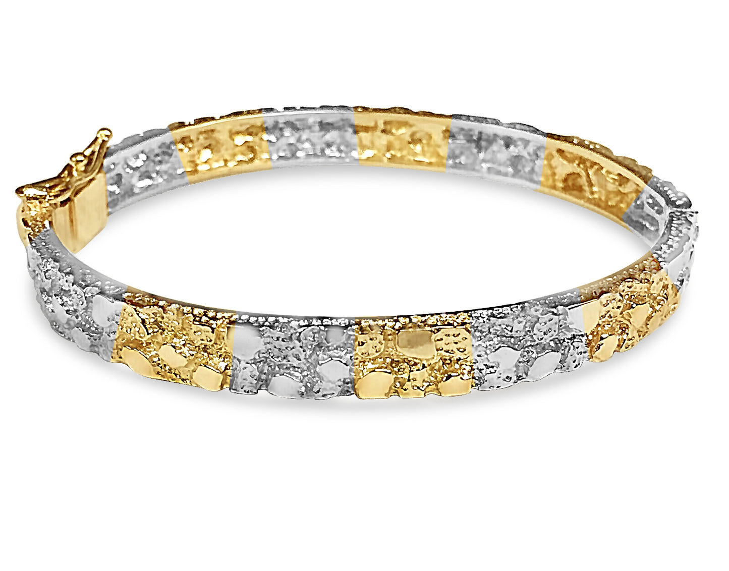 Nugget Bangle Solid Gold Handmade Bracelet , 7mm, 6.5-10 Inch