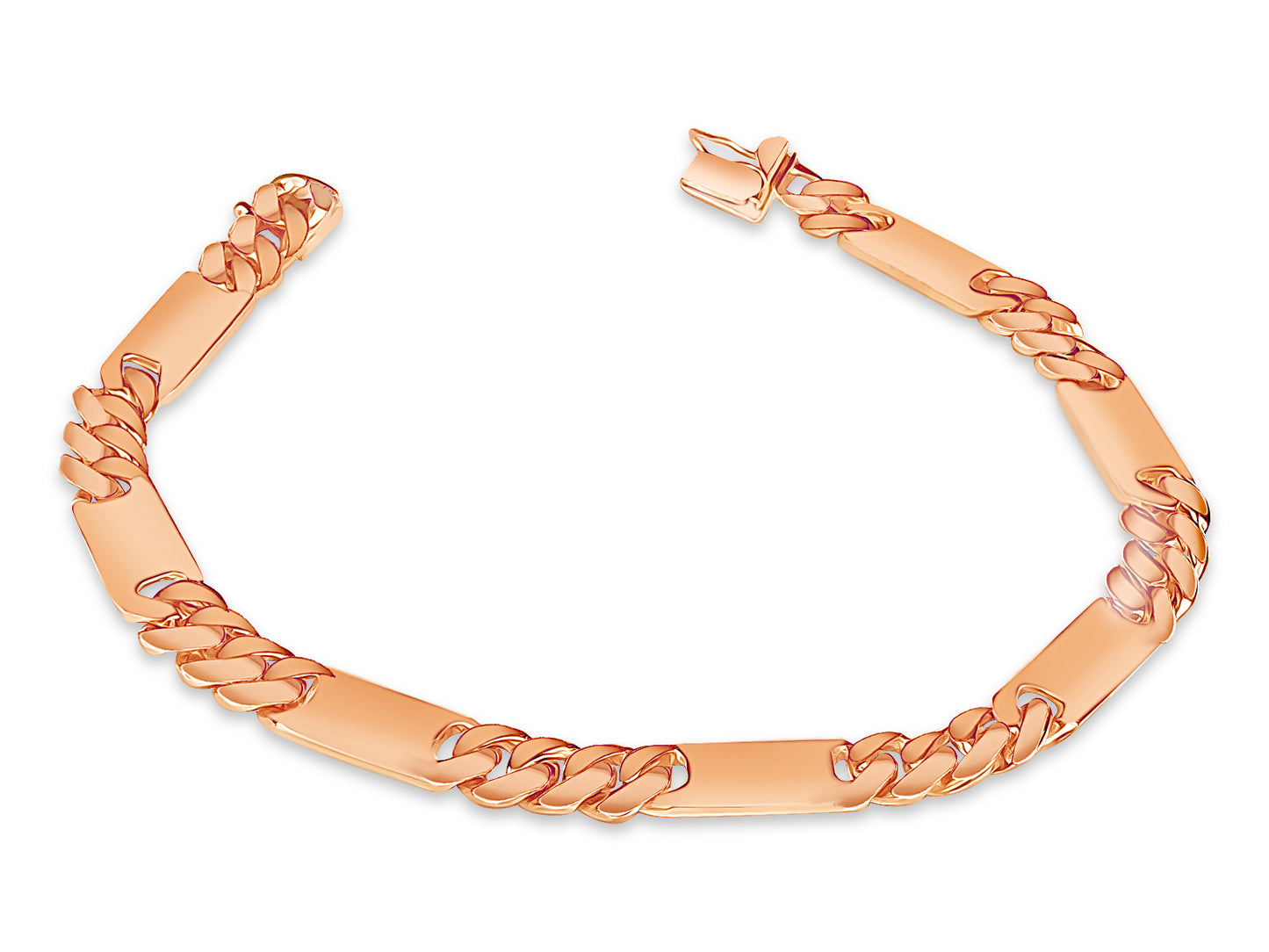 Figaro Bar Solid Gold Handmade Bracelet , 8mm, 6.5-10 Inch