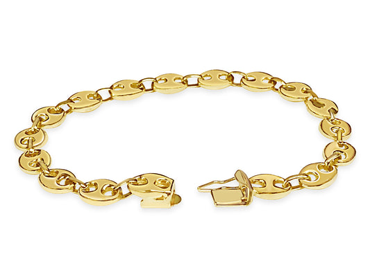 Mariner Solid Gold Handmade Bracelet , 7mm, 6.5-10 Inch