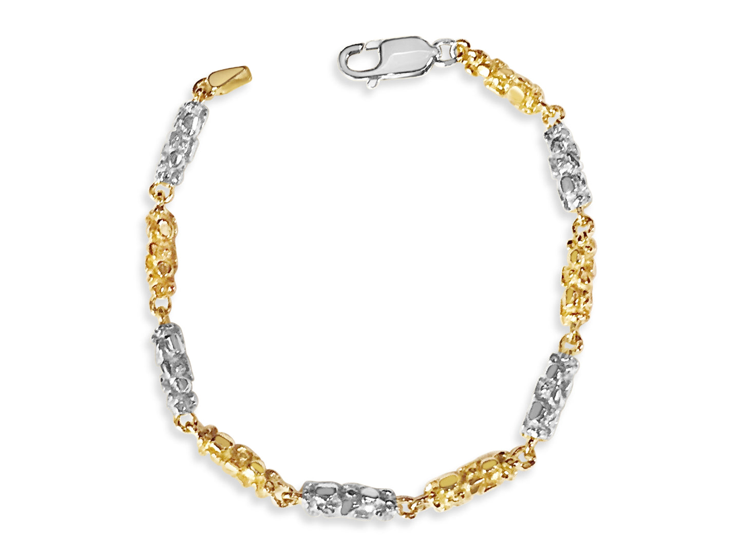 Nugget Solid Gold Handmade Bracelet , 5mm, 6.5-10 Inch