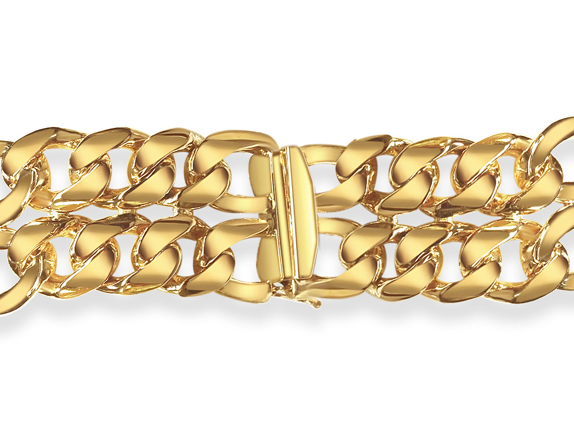 ID Figaro Solid Gold Handmade Bracelet , 23mm, 6.5-10 Inch