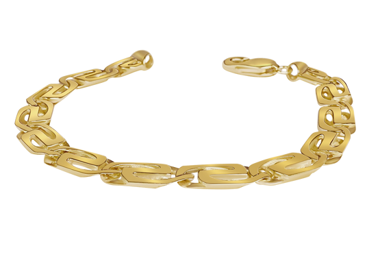 Tiger Eye Solid Gold Handmade Bracelet , 9mm, 6.5-10 Inch