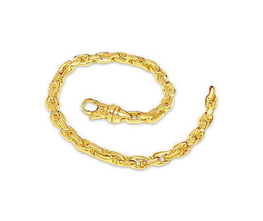 Fancy Rolo Solid Gold Handmade Bracelet , 5mm, 6.5-10 Inch