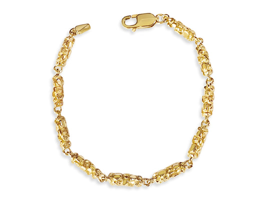 Nugget Solid Gold Handmade Bracelet , 5mm, 6.5-10 Inch
