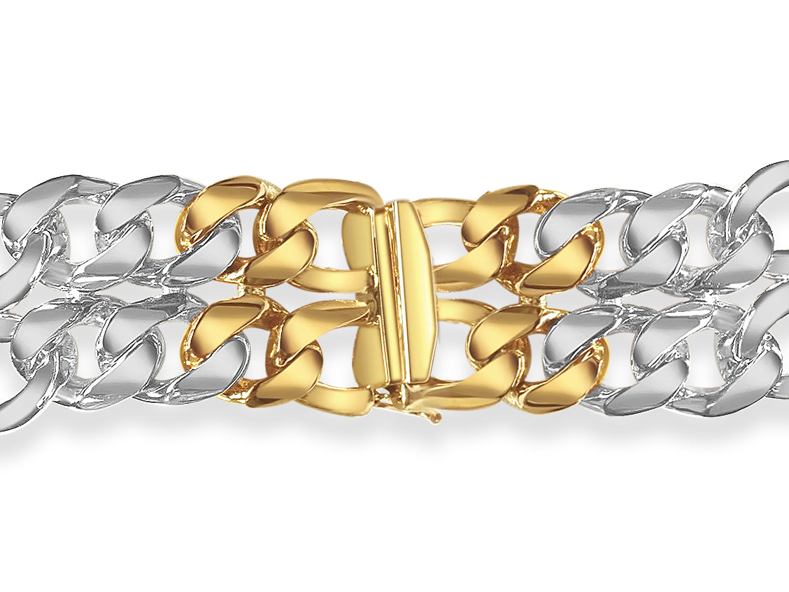 ID Figaro Solid Gold Handmade Bracelet , 23mm, 6.5-10 Inch