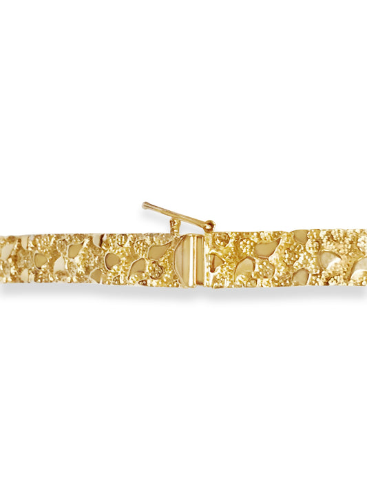 Nugget Solid Gold Handmade Bracelet , 7mm, 6.5-10 Inch