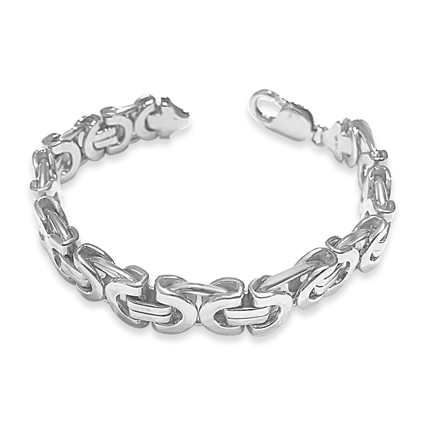 Flat Byzantine Solid Gold Handmade Bracelet , 11mm, 6.5-10 Inch