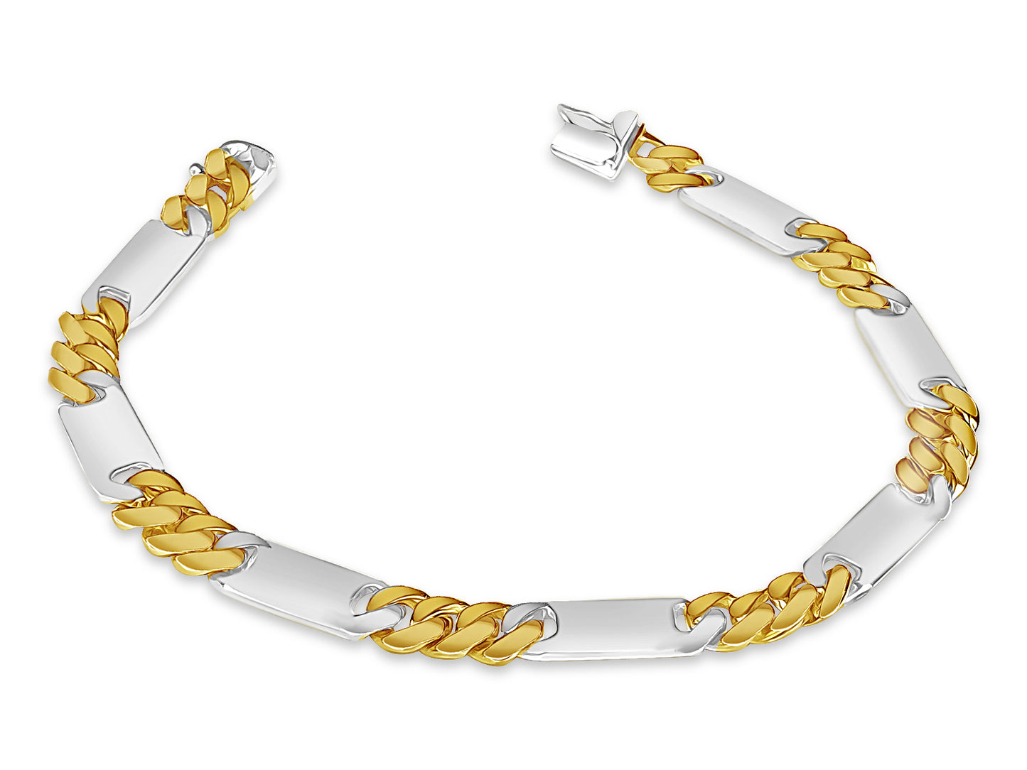 Figaro Bar Solid Gold Handmade Bracelet , 8mm, 6.5-10 Inch