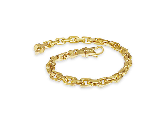 Fancy Rolo Solid Gold Handmade Bracelet , 6mm, 6.5-10 Inch