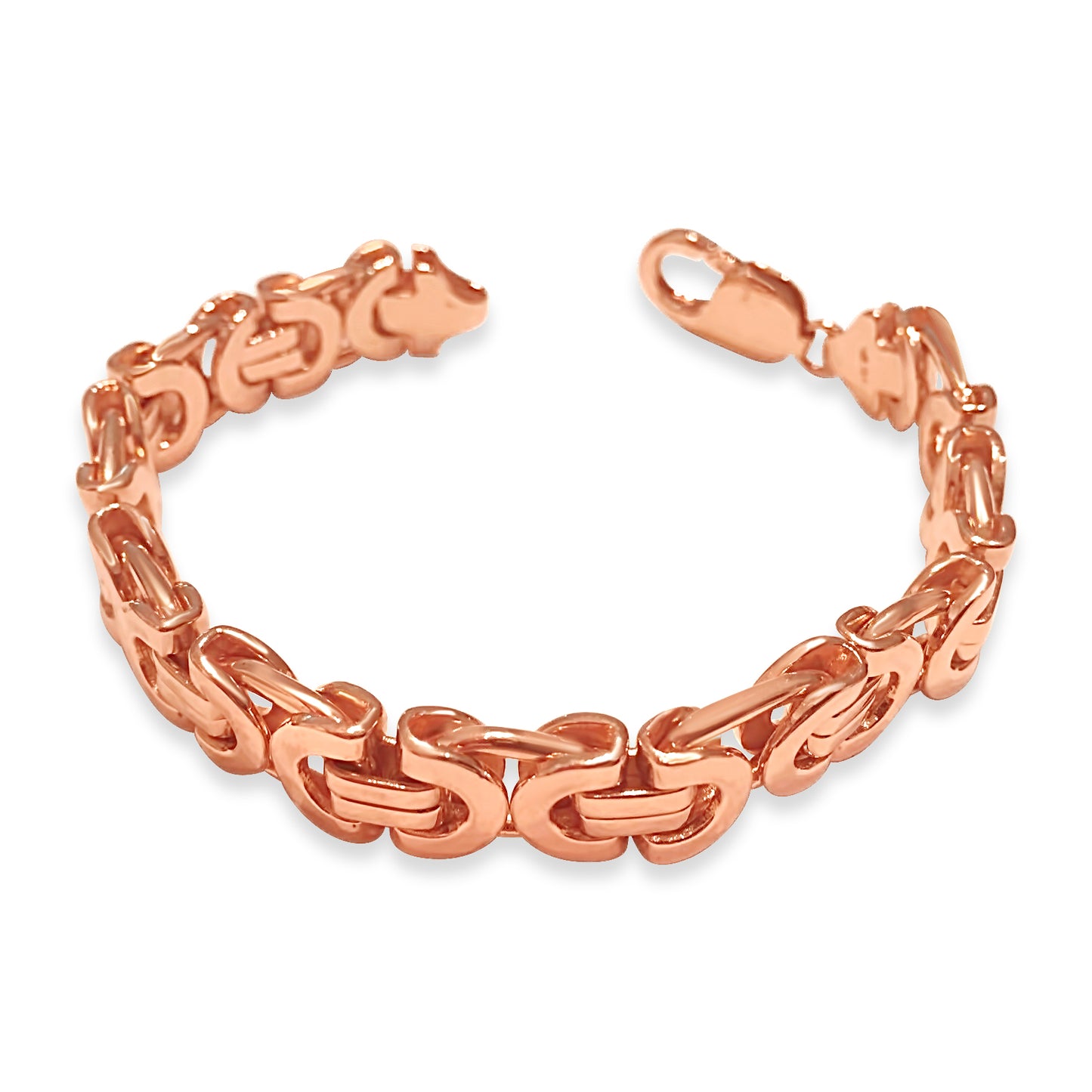 Flat Byzantine Solid Gold Handmade Bracelet , 11mm, 6.5-10 Inch