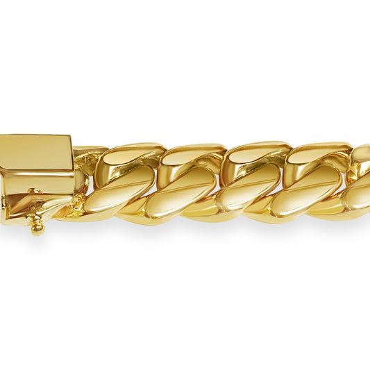 Miami Cuban Solid Gold Handmade Bracelet , 13mm, 6.5-10 Inch