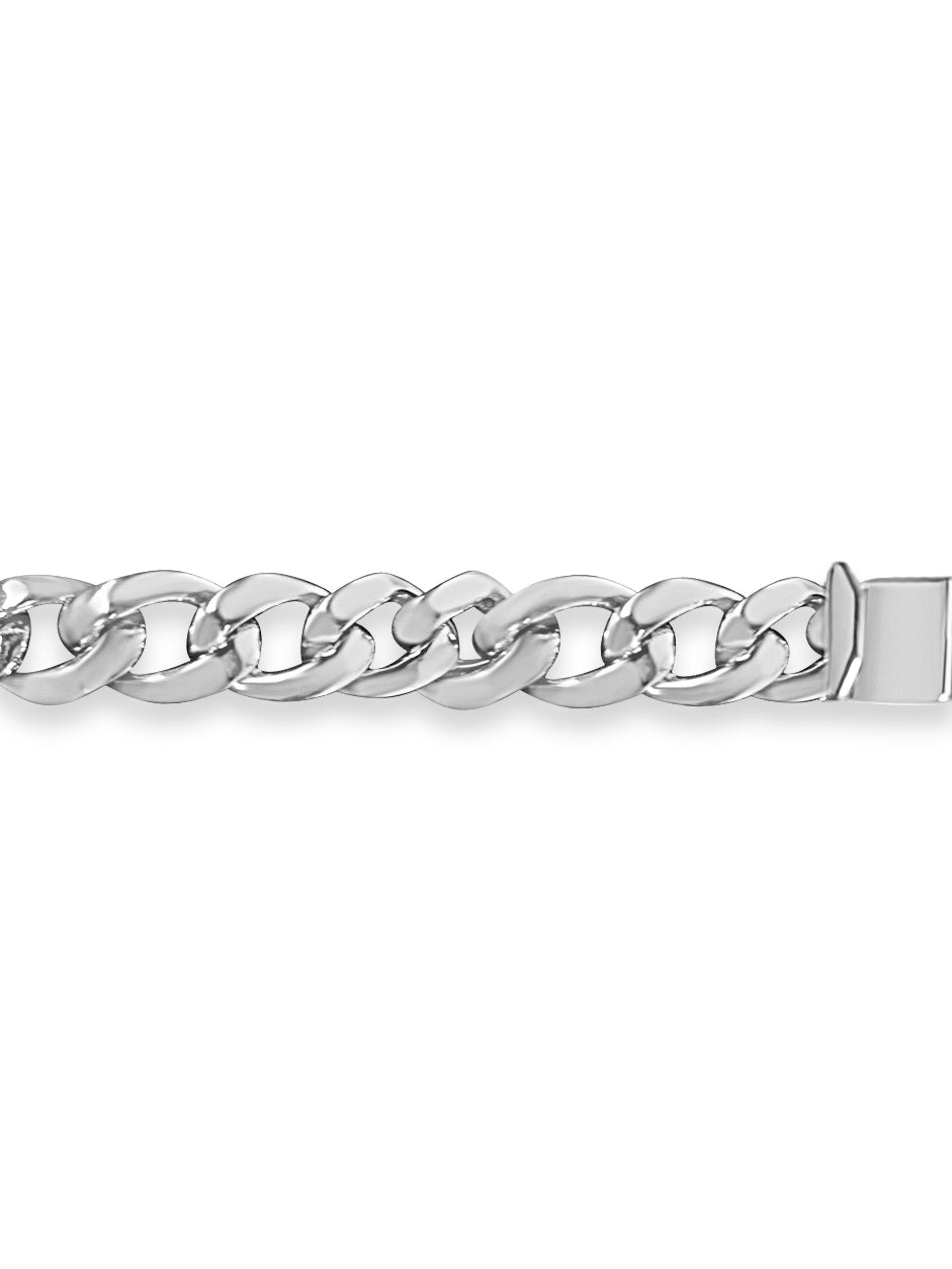 Curb Solid Gold Handmade Bracelet , 13mm, 6.5-10 Inch