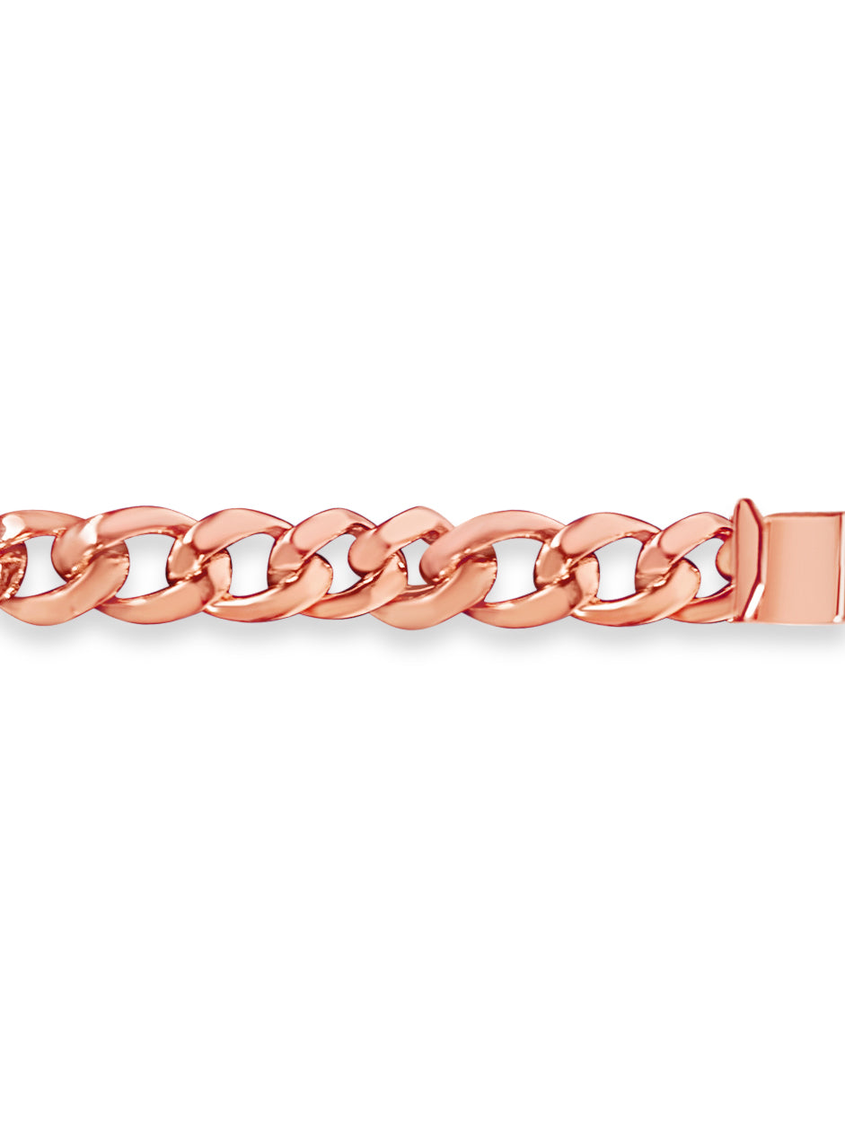 Curb Solid Gold Handmade Bracelet , 13mm, 6.5-10 Inch