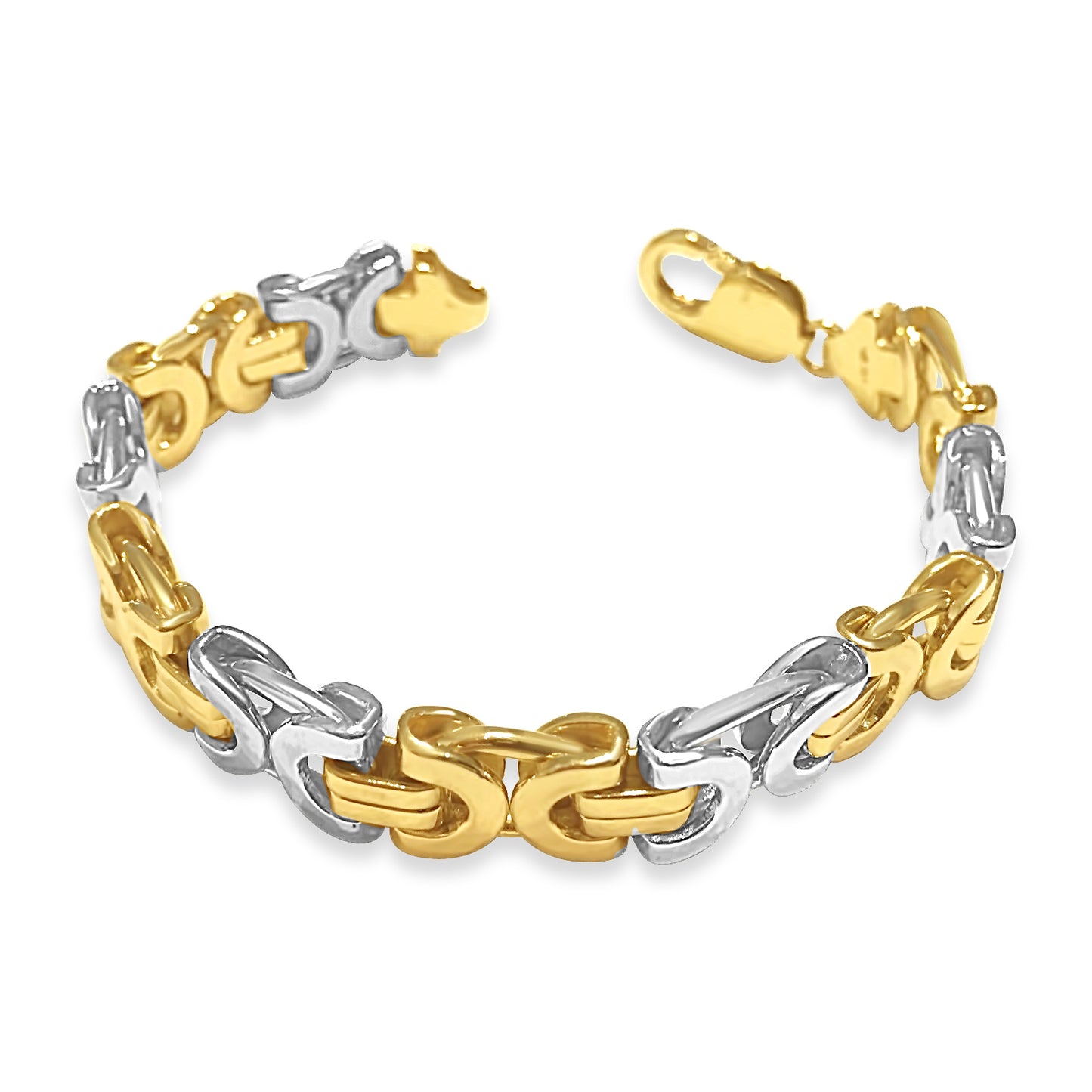 Flat Byzantine Solid Gold Handmade Bracelet , 11mm, 6.5-10 Inch