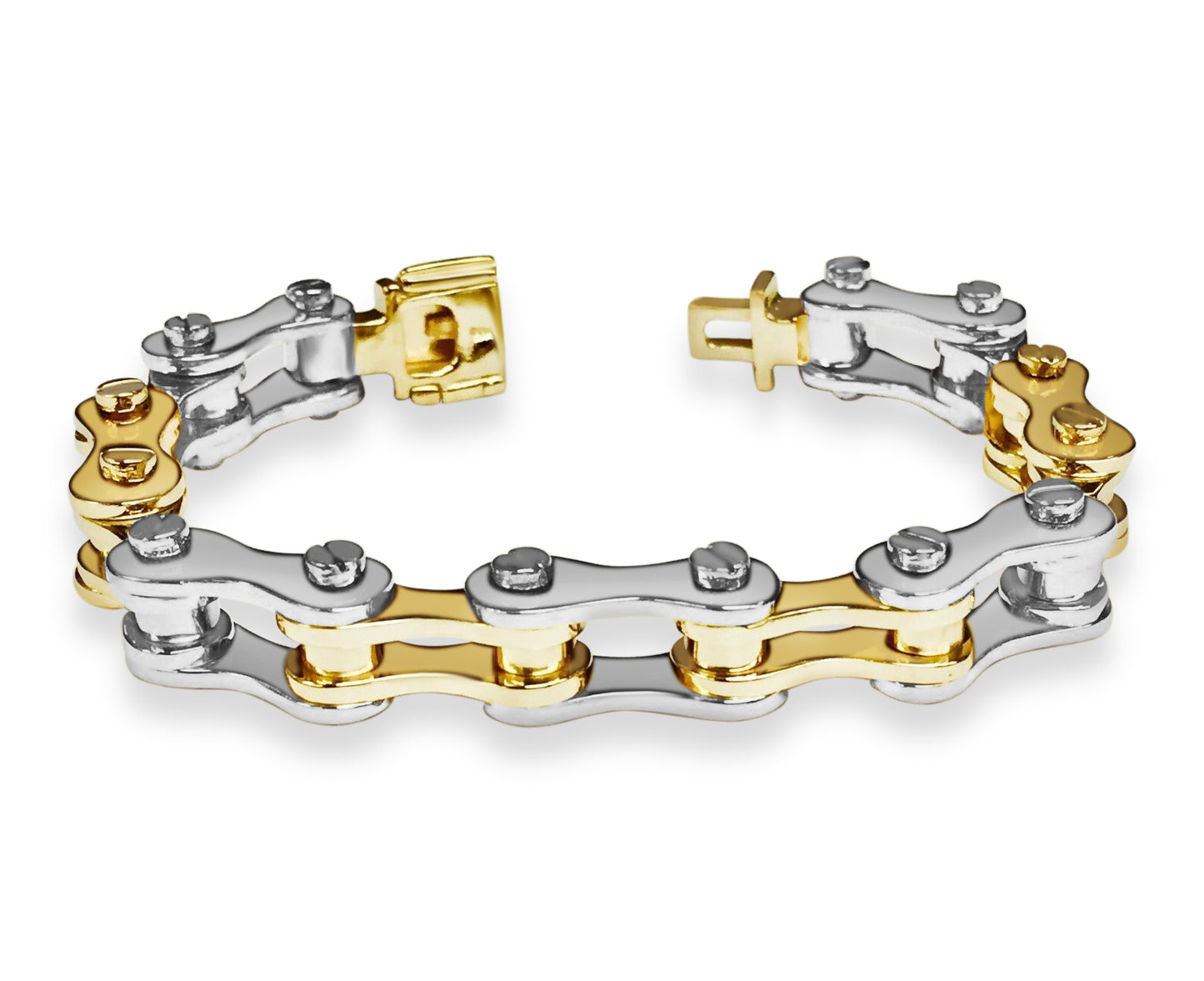 Motorcycle/Bike Chain Solid Gold Handmade Bracelet , 12mm, 6.5-10 Inch