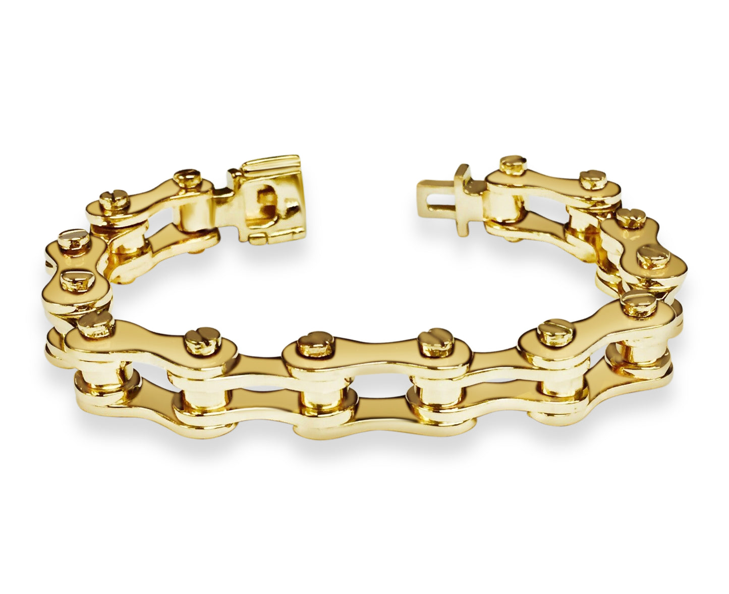 Motorcycle/Bike Chain Solid Gold Handmade Bracelet , 12mm, 6.5-10 Inch