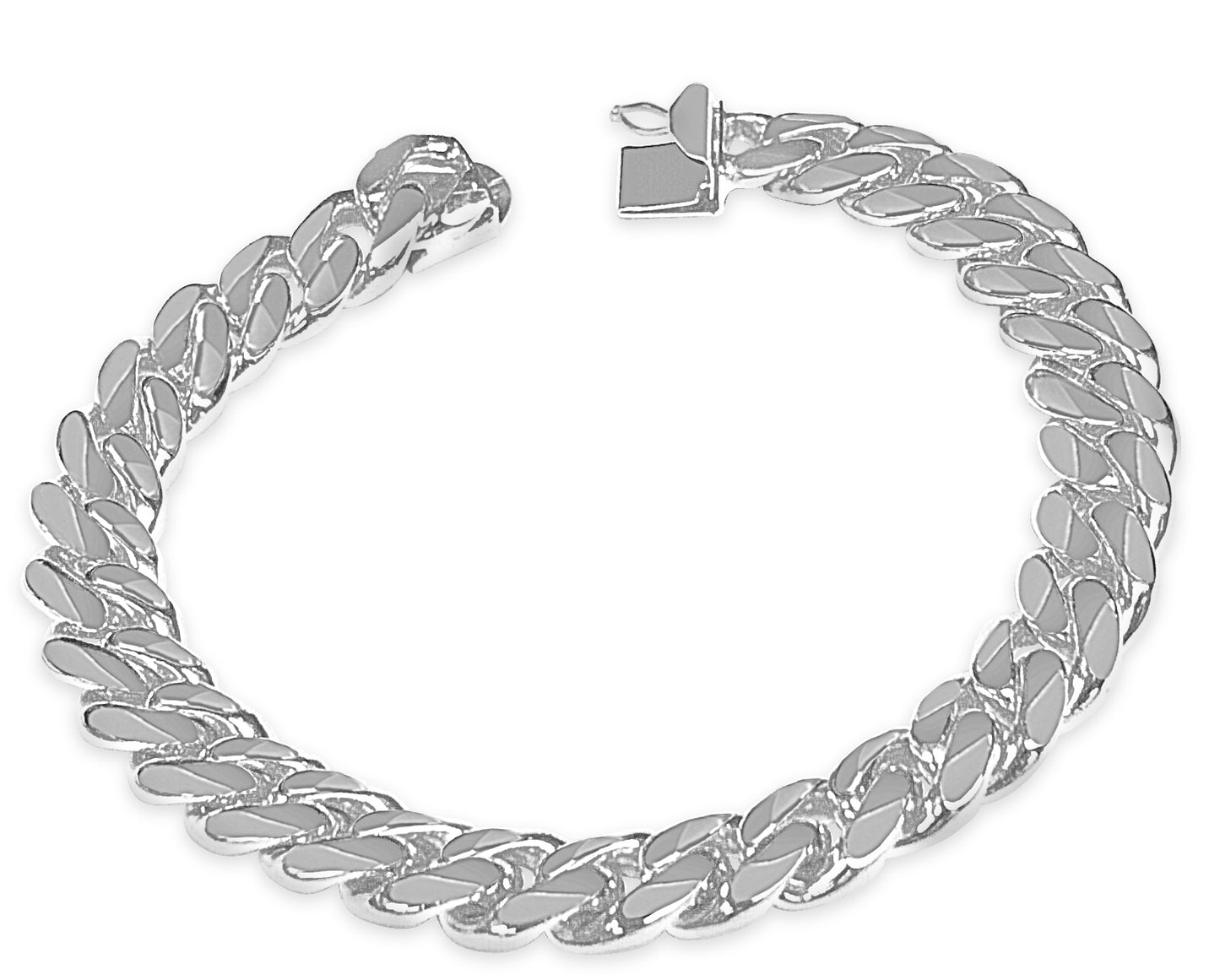 Curb Solid Gold Handmade Bracelet , 11mm, 6.5-10 Inch