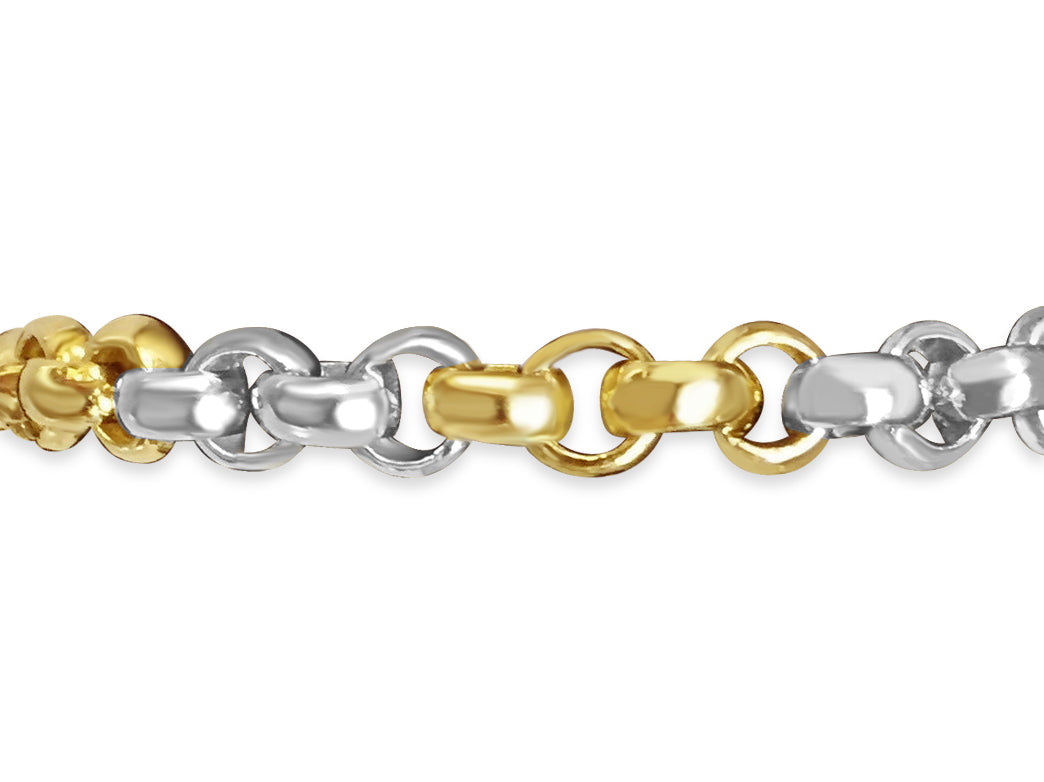Fancy Rolo Solid Gold Handmade Bracelet , 7mm, 6.5-10 Inch