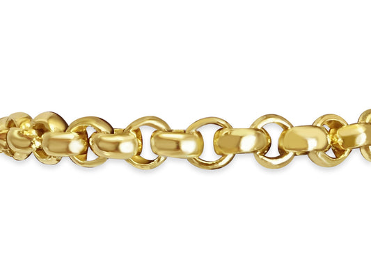Fancy Rolo Solid Gold Handmade Bracelet , 7mm, 6.5-10 Inch