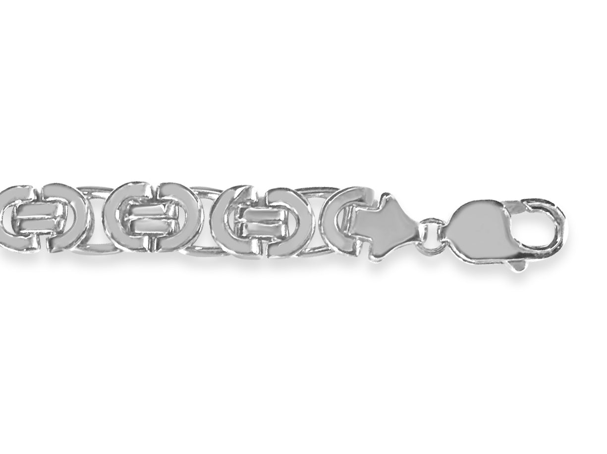 Flat Byzantine Solid Gold Handmade Bracelet , 11mm, 6.5-10 Inch