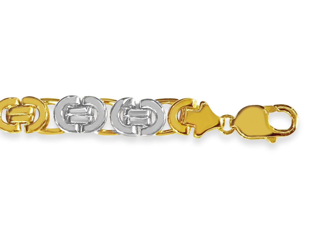 Flat Byzantine Solid Gold Handmade Bracelet , 11mm, 6.5-10 Inch