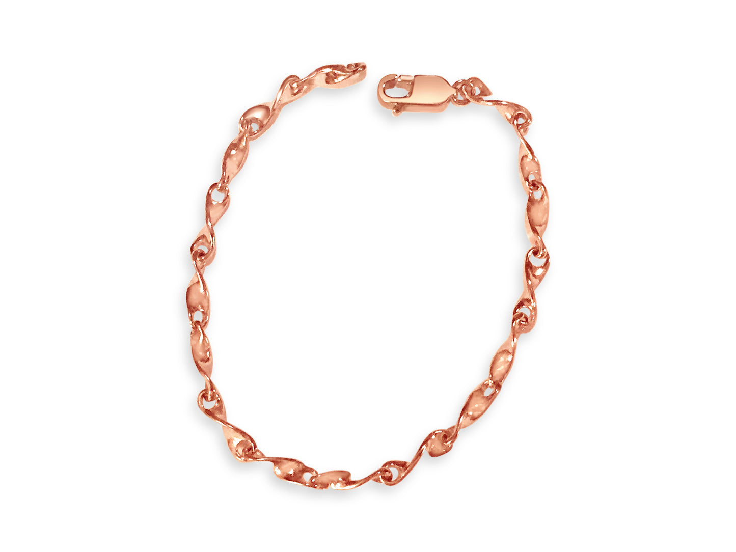 Twist Solid Gold Handmade Bracelet , 4mm, 6.5-10 Inch