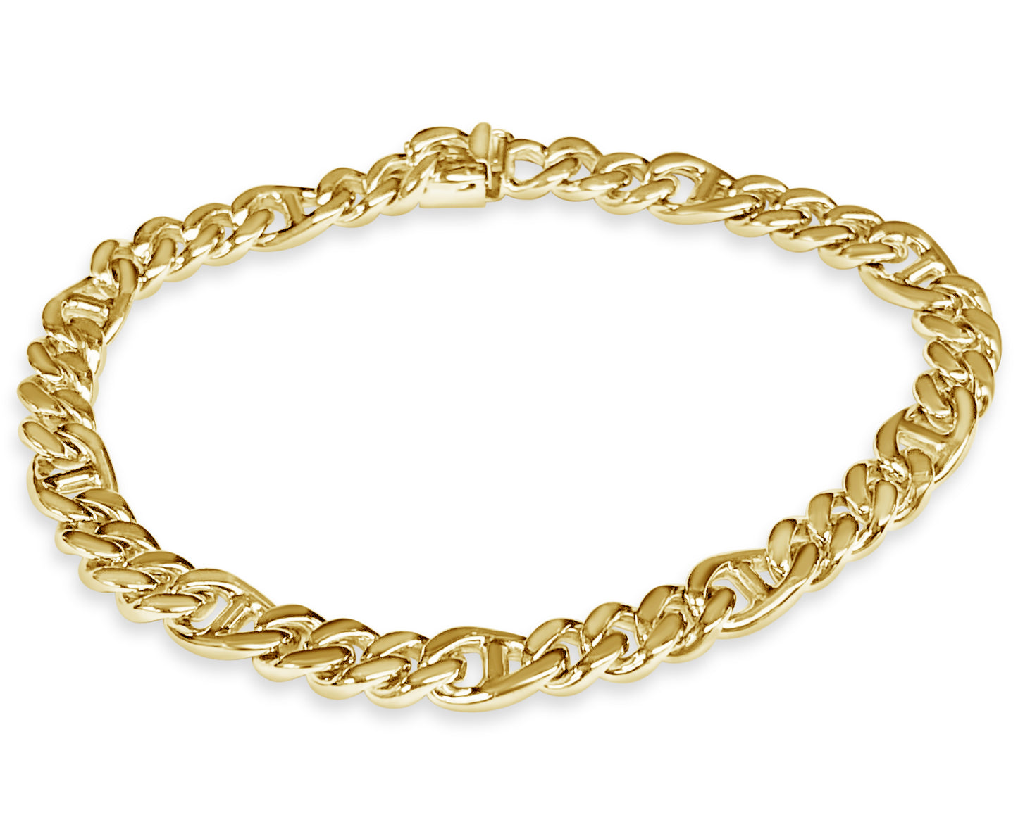 Mariner Solid Gold Handmade Bracelet , 7mm, 6.5-10 Inch
