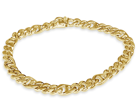 Mariner Solid Gold Handmade Bracelet , 7mm, 6.5-10 Inch